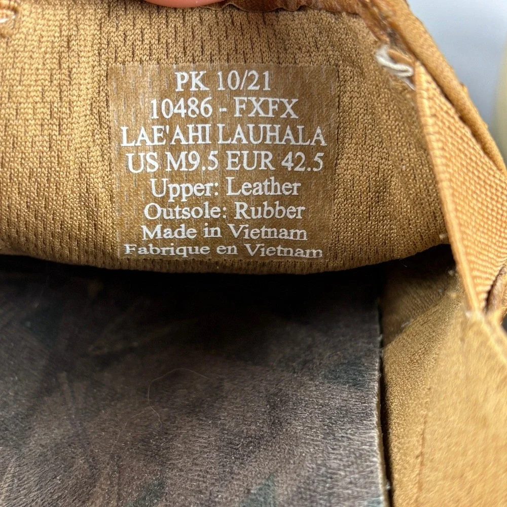 OluKai Lae'ahi Lauhala Woven Leather Slip On Shoes Size 9.5 Fox Tan